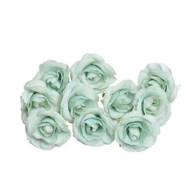 10 sets 4cm kunstmatige bloem Silk Rose Flower hoofd voor bruiloft partij Home Decoratie (licht groen)