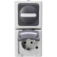 Kopp 130856009 BlueElectric Compleet Schakel-/stopcontact combinatie spatwaterdicht Grijs 1 stuks 1 stuk(s) - thumbnail