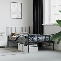 Bedframe met hoofd- en voeteneinde metaal zwart 80x200 cm - thumbnail