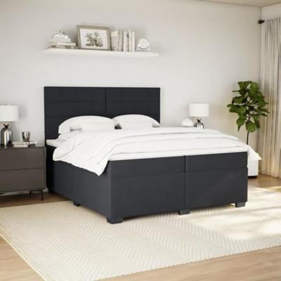 Boxspring met matras fluweel zwart 200x200 cm