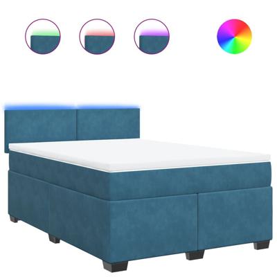 Boxspring met matras fluweel blauw 140x200 cm - thumbnail