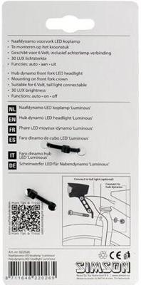 Simson voorvorkkoplamp zwart luminous naafdynamo op kaart - thumbnail