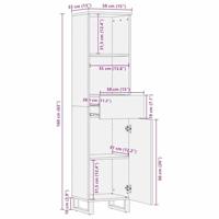 Badkamerkast met plank Bruin 38 x 33 x 160 cm Massief mangohout - thumbnail