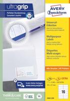 Avery Zweckform 3484, Universele etiketten, Ultragrip, wit, 200 vel, 16 per vel, 105 x 37 mm - thumbnail