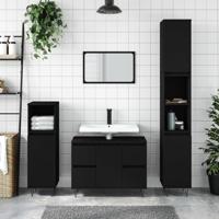 Badkamerkast 80x33x60 cm bewerkt hout zwart - thumbnail