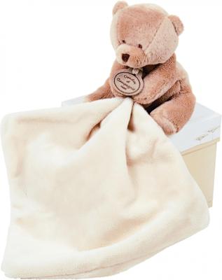 Zachte knuffelzakdoek - 10 cm - Bloemendoos - DOUDOU ET COMPAGNIE beige