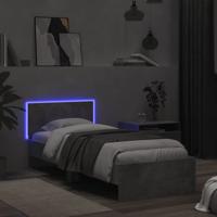 Bedframe met hoofdbord en LED-verlichting betongrijs 75x190 cm - thumbnail