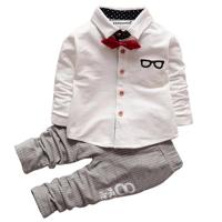 Jongens Bow tie lange mouw boven + brief afdrukken patroon Broek set Kid grootte: XL (wit) - thumbnail