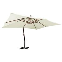 VidaXL Zweefparasol met houten paal 400x300 cm zandwit - thumbnail