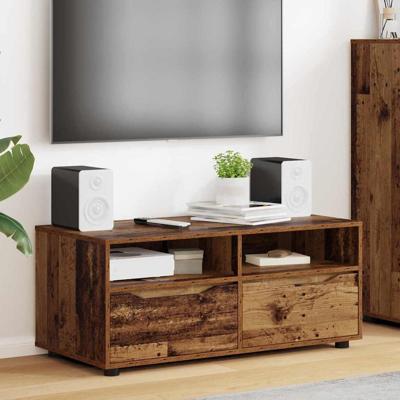 TV-kast met lade Oud Hout 100 x 48 x 43 cm Bewerkt hout