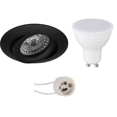 Mat Zwarte LED Inbouwspot Set GU10 - 8W - Warm Wit 3000K - Kantelbaar