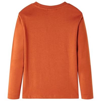 Kindershirt met lange mouwen vossenprint 104 lichtroestkleurig