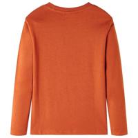 Kindershirt met lange mouwen vossenprint 128 lichtroestkleurig - thumbnail