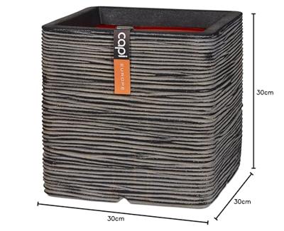 Capi Pot Vierkant Rib NL 30x30 cm - Antraciet - thumbnail