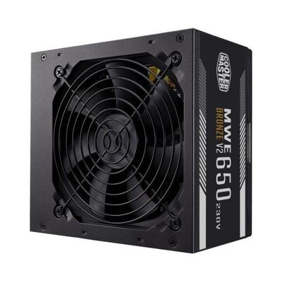 COOLER MASTER MWE Bronze 650W V2 - Voeding 650W - 230V (Certified 80 Plus Bronze 5 jaar garantie) Zwarte platte kabels