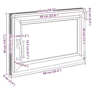 Kelderraam "RISOR" 90x50 cm draai-kiep DIN rechts wit