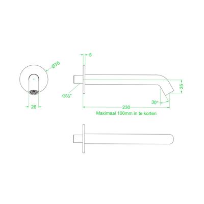 Baduitloop IVY Zwart Chroom PVD Baduitloop IVY Zwart Chroom PVD