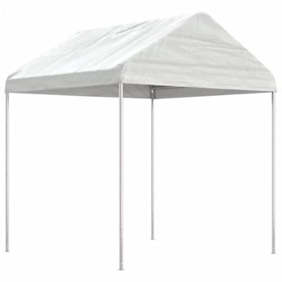 Prieel met dak 20,07x2,28x2,69 m polyetheen wit - thumbnail