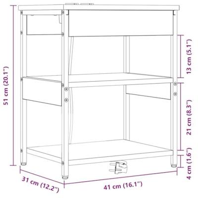 Nachtkastje 2 pcs Sonoma eiken Bewerkt hout