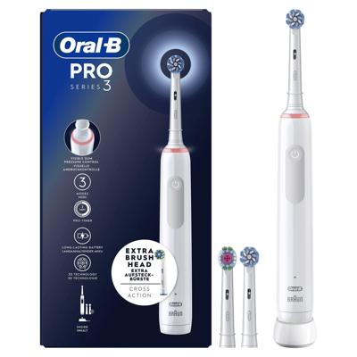 ORAL-B Pro 3 elektrische tandenborstel - 80719288 - wit - snoerloos