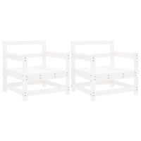 Tuinstoelen 2 st massief grenenhout wit - thumbnail