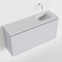 MONDIAZ OLAN 100cm toiletmeubel cale. LEX wastafel talc rechts geen kraangat - thumbnail