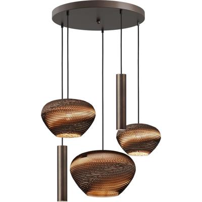 Masterlight 5-lichts hanglampCartone met Think Paper kappen - 2512-15-50-5-RC2-123