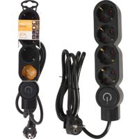 Stekkerdoos 4-voudig 140cm zwart - thumbnail