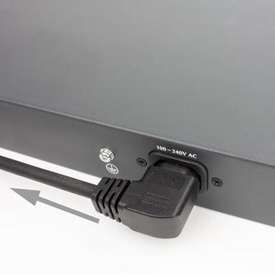 ACT Netsnoer C14 - C15 (haaks links) IEC60320 zwart 1.2 m