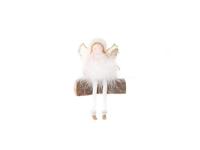 Deco Engel op boomstam H19cm roze - thumbnail
