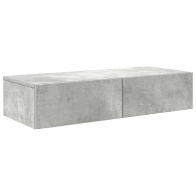 Wandschap met lades 80x33x17 cm bewerkt hout betongrijs