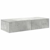 Wandschap met lades 80x33x17 cm bewerkt hout betongrijs - thumbnail