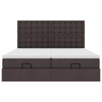 Ottoman bed met matrassen 180x200cm stof donkerbruin - thumbnail
