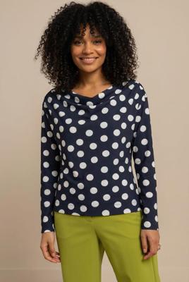 Studio Anneloes Fleur Polkadot Top 13493 T-shirt Lange Mouw 6914 Darkblue/kit