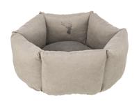 TRIXIE Bijzonder hoogwaardig en antislip kattenbed Leni, rond, Ø 55 cm, zand/grijs met afneembare overtrek en vast geïntegreerd kussen - 37992 - thumbnail