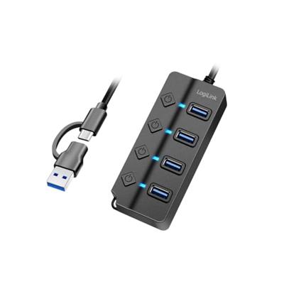 LogiLink UA0419 UA0419 USB-hub 4 poorten USB-A USB 3.2 Gen1 5 GBit/s Met USB-C stekker Zwart