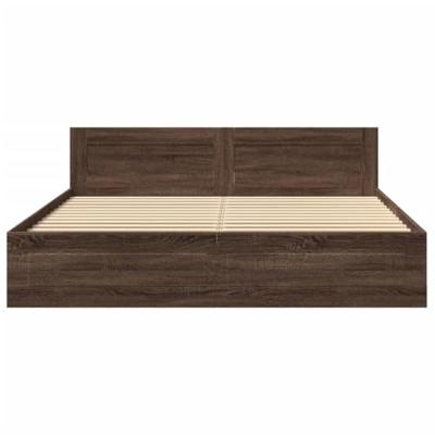 Bedframe met hoofdeinde bewerkt hout bruineikenkleur 200x200 cm