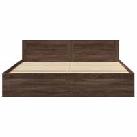 Bedframe met hoofdeinde bewerkt hout bruineikenkleur 200x200 cm - thumbnail
