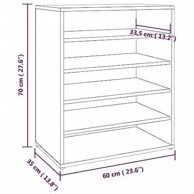 VidaXL Schoenenkast 60x35x70 cm bewerkt hout bruin eikenkleur
