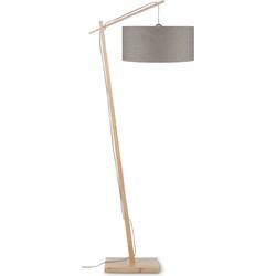 GOOD&MOJO Vloerlamp 'Andes' Bamboe en Eco linnen, 176cm, kleur Donkerbeige