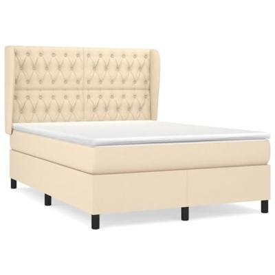 Boxspring met matras stof crèmekleurig 140x200 cm