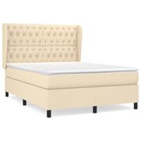 Boxspring met matras stof crèmekleurig 140x200 cm - thumbnail
