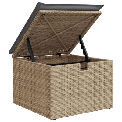 4-delige Loungeset met kussens poly rattan beige - thumbnail