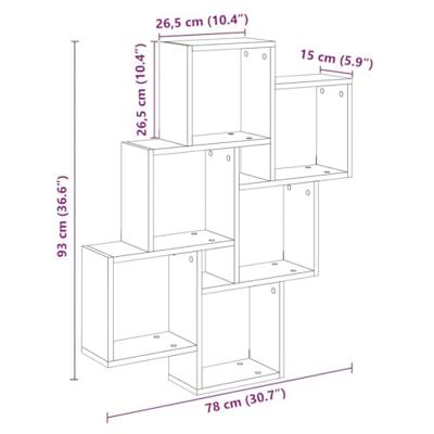 Wandschap kubus 78x15x93 cm bewerkt hout oud houtkleurig Wandschap kubus 78x15x93 cm bewerkt hout oud houtkleurig