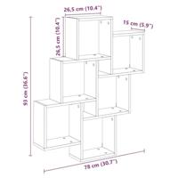 Wandschap kubus 78x15x93 cm bewerkt hout oud houtkleurig - thumbnail