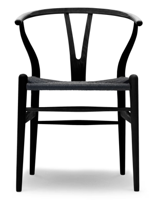Carl Hansen & Søn CH24 Wishbone Stoel - Gekleurd essenhout Zwart met zwarte zitting