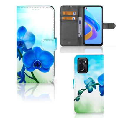 OPPO A76 | A96 Hoesje Orchidee Blauw - Cadeau voor je Moeder OPPO A76 | A96 Hoesje Orchidee Blauw - Cadeau voor je Moeder