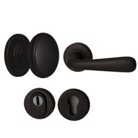 Hardbrass Voordeurset Pragma/Silvia 3-delig rechtswijzend SKG3 met kerntrekbeveiliging - puurzwart - thumbnail