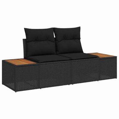 Tuinbankenset 8 pcs Zwart poly rattan