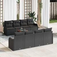 Tuinbankenset met opslag 9 pcs Zwart poly rattan - thumbnail